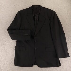 VTG Louis Roth Jacket 40R M Black Subtle Windowpane 100% Wool Blazer Twill